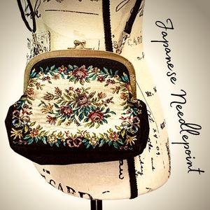 Vintage Japanese Petit Point Needlework Crossbody